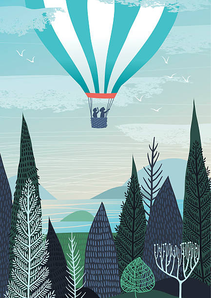 Air Balloon in the Sky vector art illustration