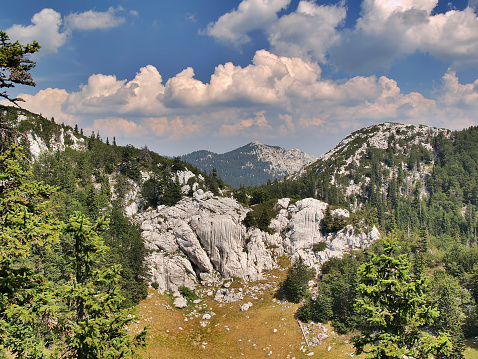 Beautifil mountain scenery, Northern Velebit National Park, Croatia. UNESCO World Heritage Site. The Northern Velebit National Park is recognizable by its preserved biodiversity, richness of the natural phenomena and experience of pristine wilderness