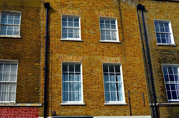 fassade of typical england house in the city of london