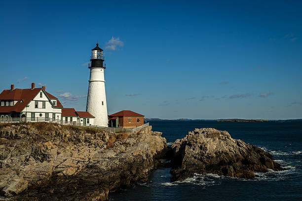 portland head light - lighthouse maine portland maine scenics foto e immagini stock