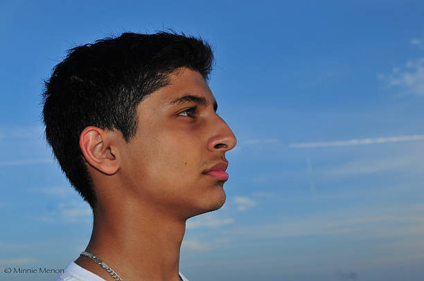 istock Profile of a Young Indian Man Against a Blue Sky 531074425