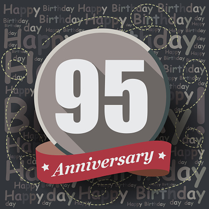 95 Happy Birthday background or card. Flat design.