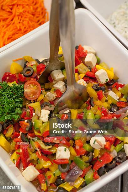 Closeup On Tomatoes And Peppers Salad Stock Photo - Download Image Now - Buffet, Caterer, Close-up