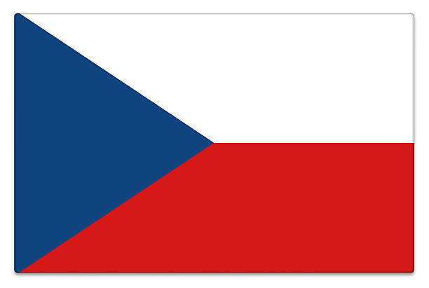 Gloss Czech flag on white with subtle shadow.