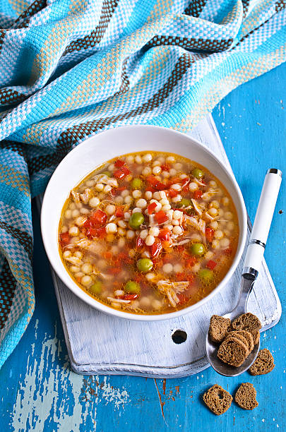 istock Soup with small pasta, vegetables and pieces of meat 531091021