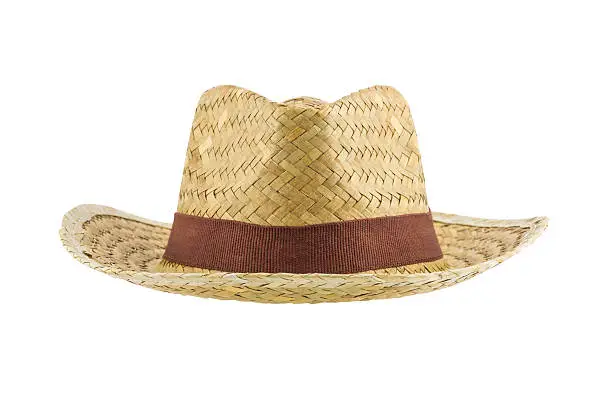 front view of bamboo panama hat isolated on white background
