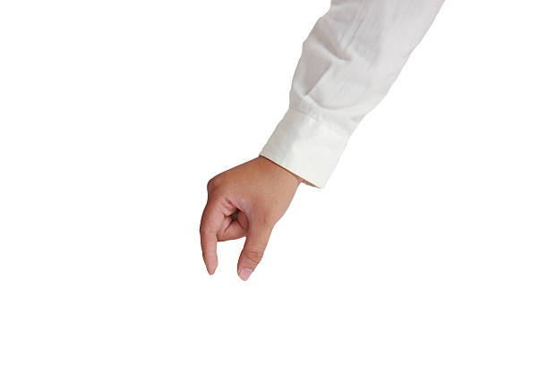 Picking Up Sign Hand Gesture Isolated on White Gesture of hand picking up in formal long sleeved shirt isolated on white sleeve photos stock pictures, royalty-free photos & images