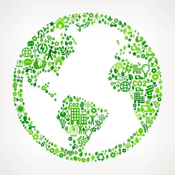 mapa świata glob środowiska i ochrony przyrody interfejs ikona wzór - environmental footprint stock illustrations