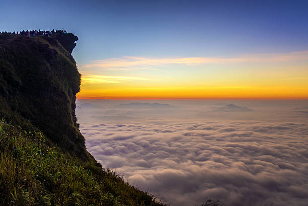 Sunrise scene with the peak of mountain