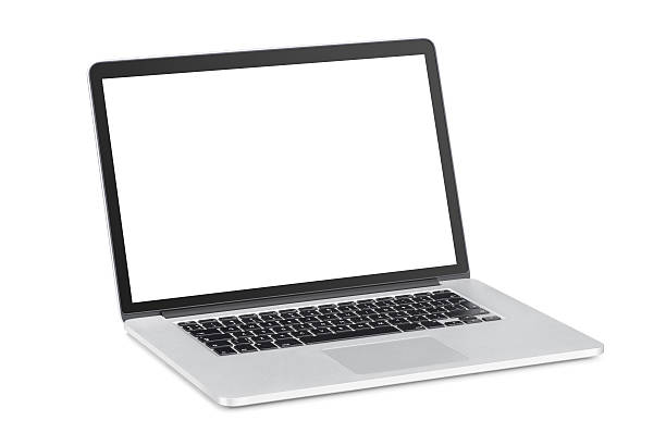 モダンなパソコンに斜めバックにホワイトのモニタ - netbook white laptop computer ストックフォトと画像