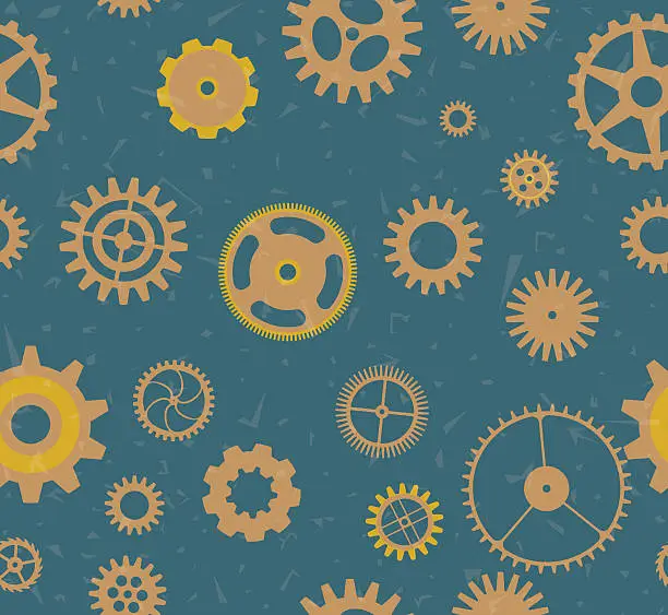 Vector illustration of seamless pattern of cogs and gears