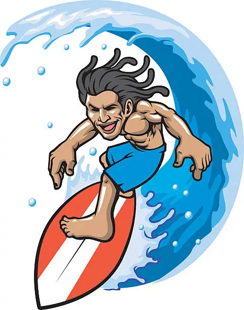 Vector illustration of surfer in action