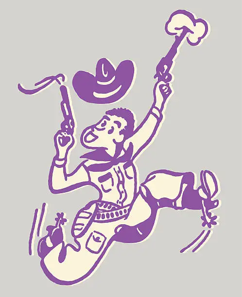 Vector illustration of Cowboy Shooting Gun