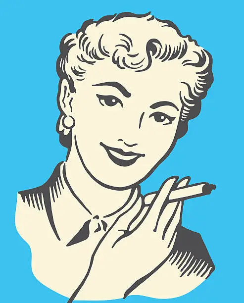 Vector illustration of Woman Smoking a Cigarette