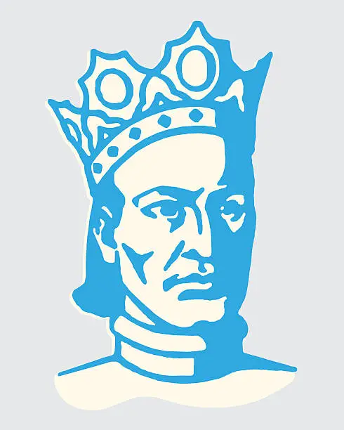 Vector illustration of Stern King Wearing Crown