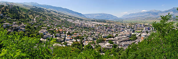 Gjirokaster  - town of silver roofs, Albania stock photo