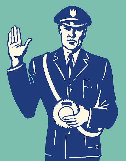 Vector illustration of Policeman Signaling Stop