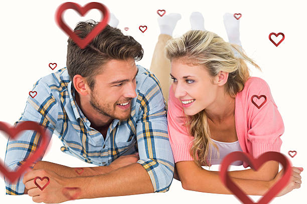 istock Composite image of attractive young couple smiling at each other 531113983