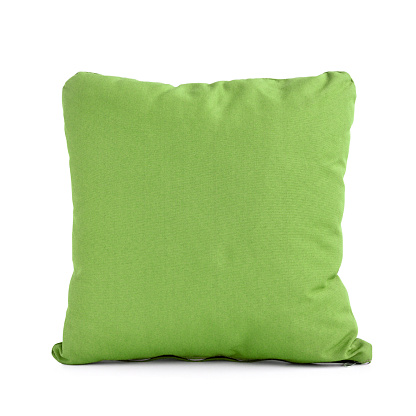 Pillow or cushion in green color - isolated