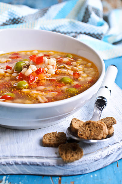istock Soup with small pasta, vegetables and pieces of meat 531117773