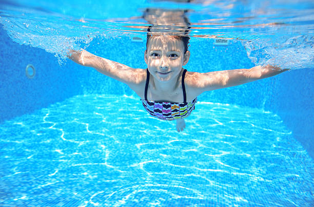istock Happy active underwater girl swims in pool 531119517
