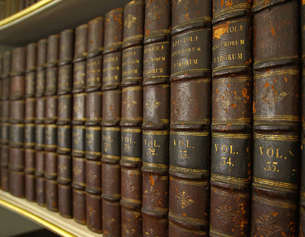 istock Historic old books in a old library 531119659