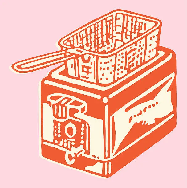 Vector illustration of Deep Fryer with Basket
