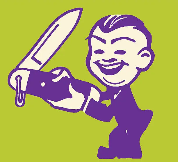 Vector illustration of Man with Huge Pocketknife