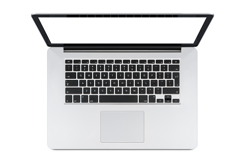 Vista superior de la computadora portátil con teclado de estilo moderno photo