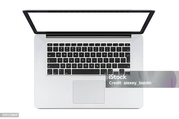 Top View Of Modern Laptop With English Keyboard Stock Photo - Download Image Now - Laptop, Computer Keyboard, Directly Above