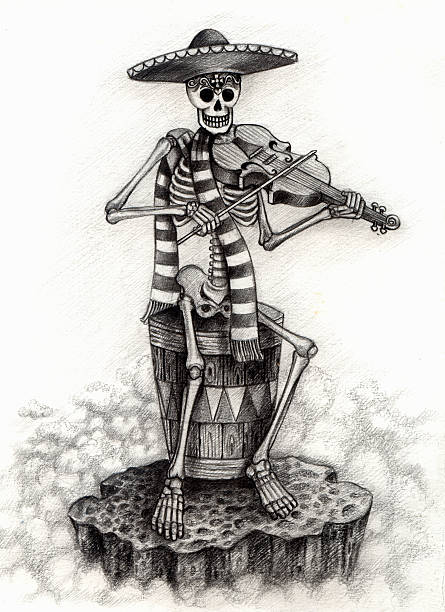 illustrazioni stock, clip art, cartoni animati e icone di tendenza di arte teschio giorno dei morti. - day of the dead skull tattoo mexico