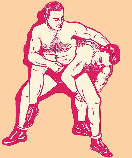 ilustrações de stock, clip art, desenhos animados e ícones de dois homens luta - wrestling sport two people people