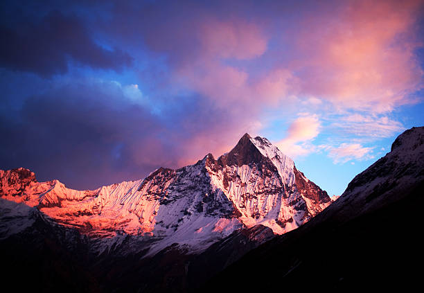 istock Mount Machapuchare (Fishtail) at sunset, view from Annapurna bas 531134223