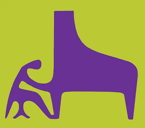 Vector illustration of Person Playing Grand Piano