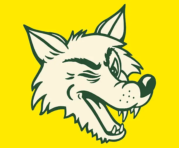 Vector illustration of Winking Wolf