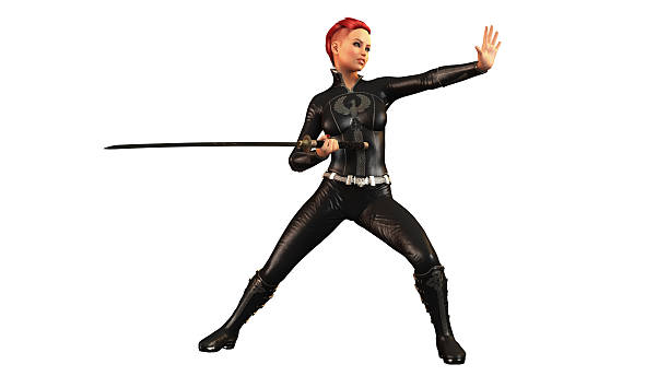 istock Girl with Katana Sword in combat 531137587