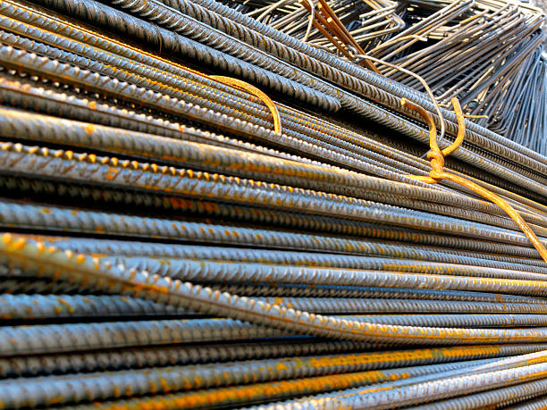 istock Bundle of rusty bars for reinforcement of concrete 531147611