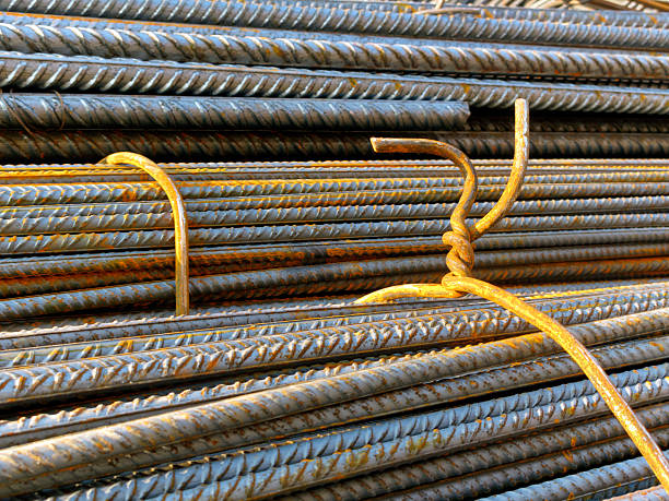 istock Bundle of rusty bars for reinforcement of concrete 531147823