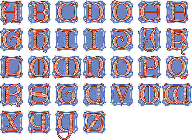 gothic-initialen - medieval illuminated letter stock-grafiken, -clipart, -cartoons und -symbole