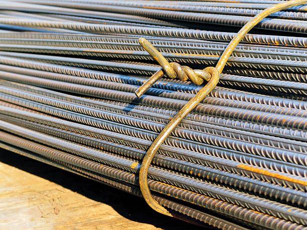 istock Bundle of rusty bars for reinforcement of concrete 531148571