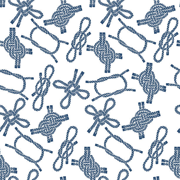 Seamless pattern with  marine knots on a white background. Hand-drawn background with  knots. rope tied knot string knotted wood stock illustrations