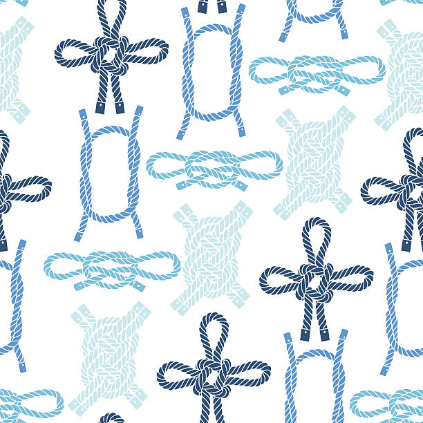 Seamless pattern with colorful marine knots. Hand-drawn background with  knots. rope tied knot string knotted wood stock illustrations