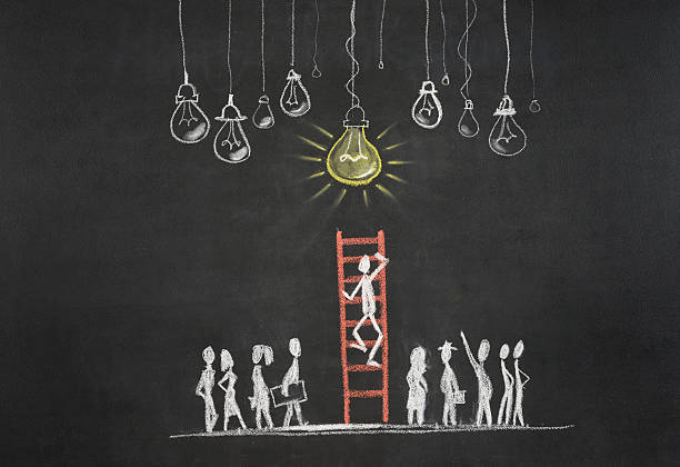 istock Stick Figure Climbing Ladder Of Success 531149631