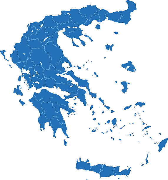 Greece map blue on white background vector art illustration