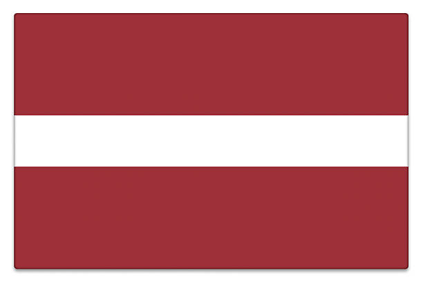 Gloss Latvian flag on white with subtle shadow.
