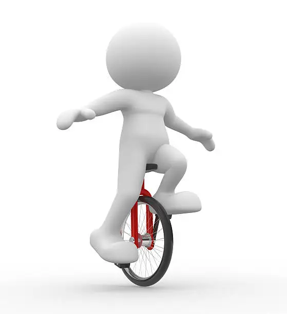 3d people - men, person with unicycle.
