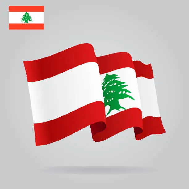 Vector illustration of Flat and waving Lebanese Flag. Vector