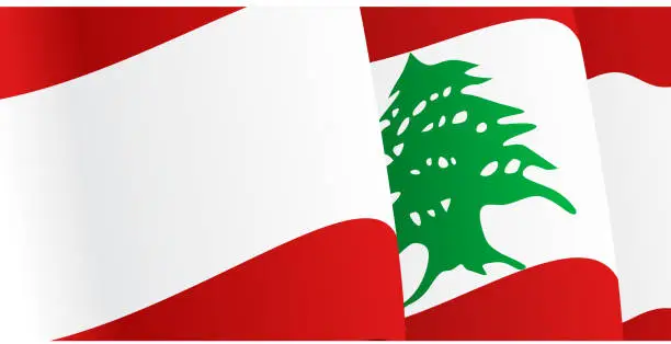 Vector illustration of Background with waving Lebanese Flag. Vector