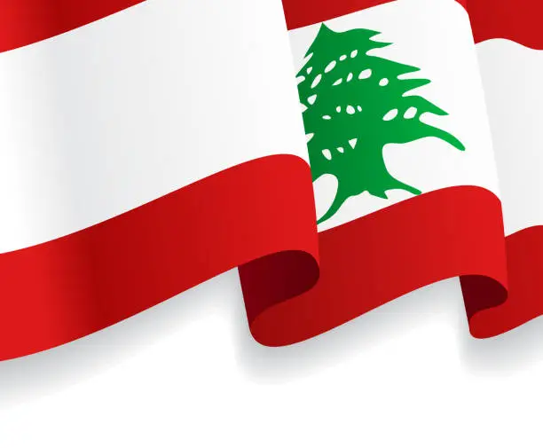 Vector illustration of Background with waving Lebanese Flag. Vector