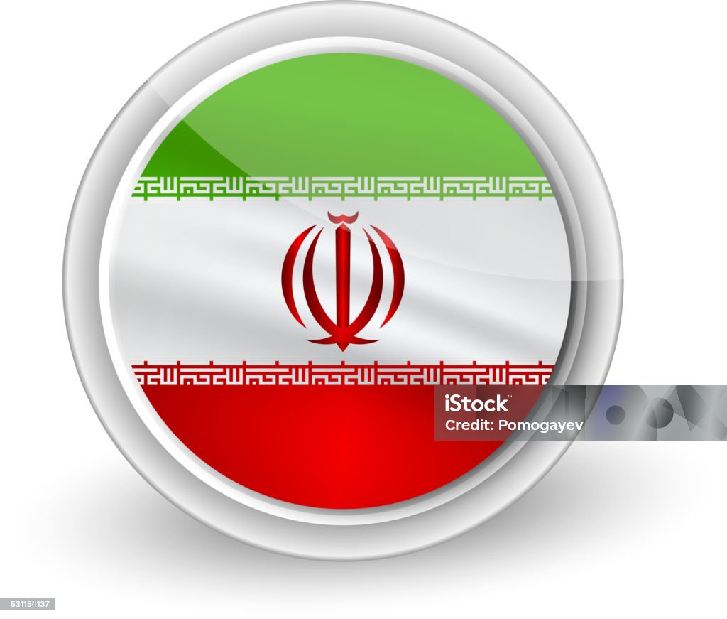 Vector rounded waving flag button icon of Iran 2015 stock vector